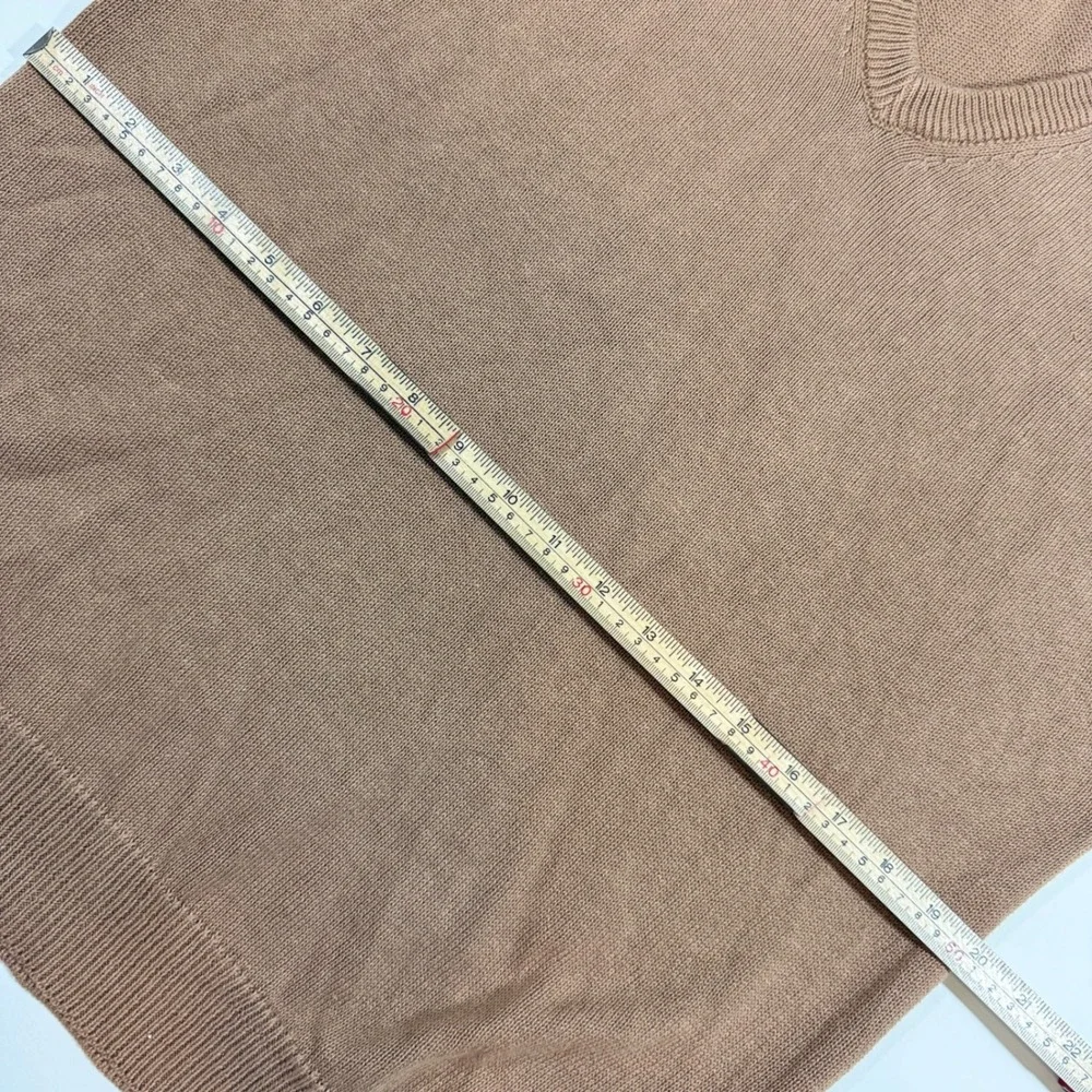 L.L. Bean V-Neck Sweater Mens Medium Tan Brown Good Vintage Cotton Made in USA